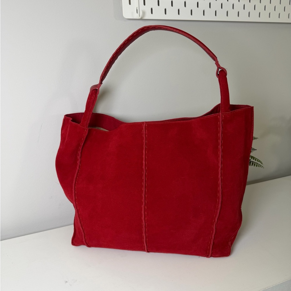 The Sak Los Feliz Large Tote Bag In Scarlet Suede - Picture 2 of 10